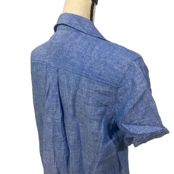 Christian Siriano 100% Linen Button-down Shirt Dress Blue Sz Medium Blue - Picture 2 of 10